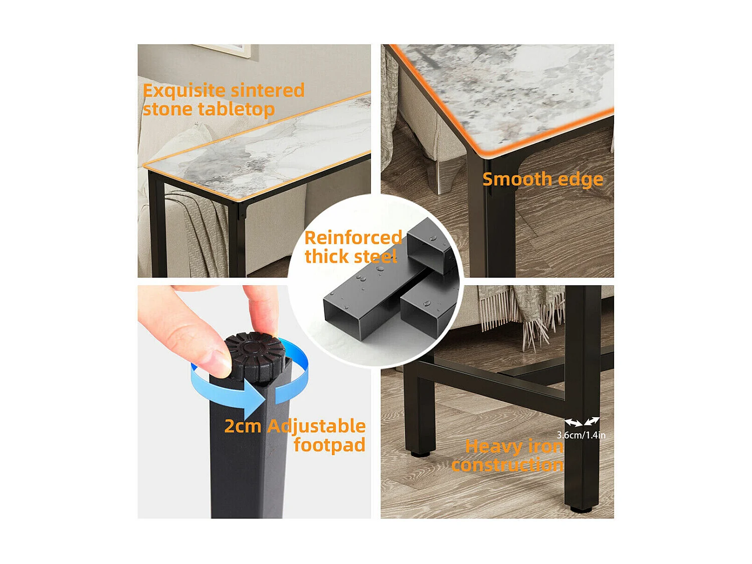 Meuble de bar en marbre - 120x40x105cm Table console - Table à manger jade blanc - Table bistrot extérieur en pierre fritté rectangulaire