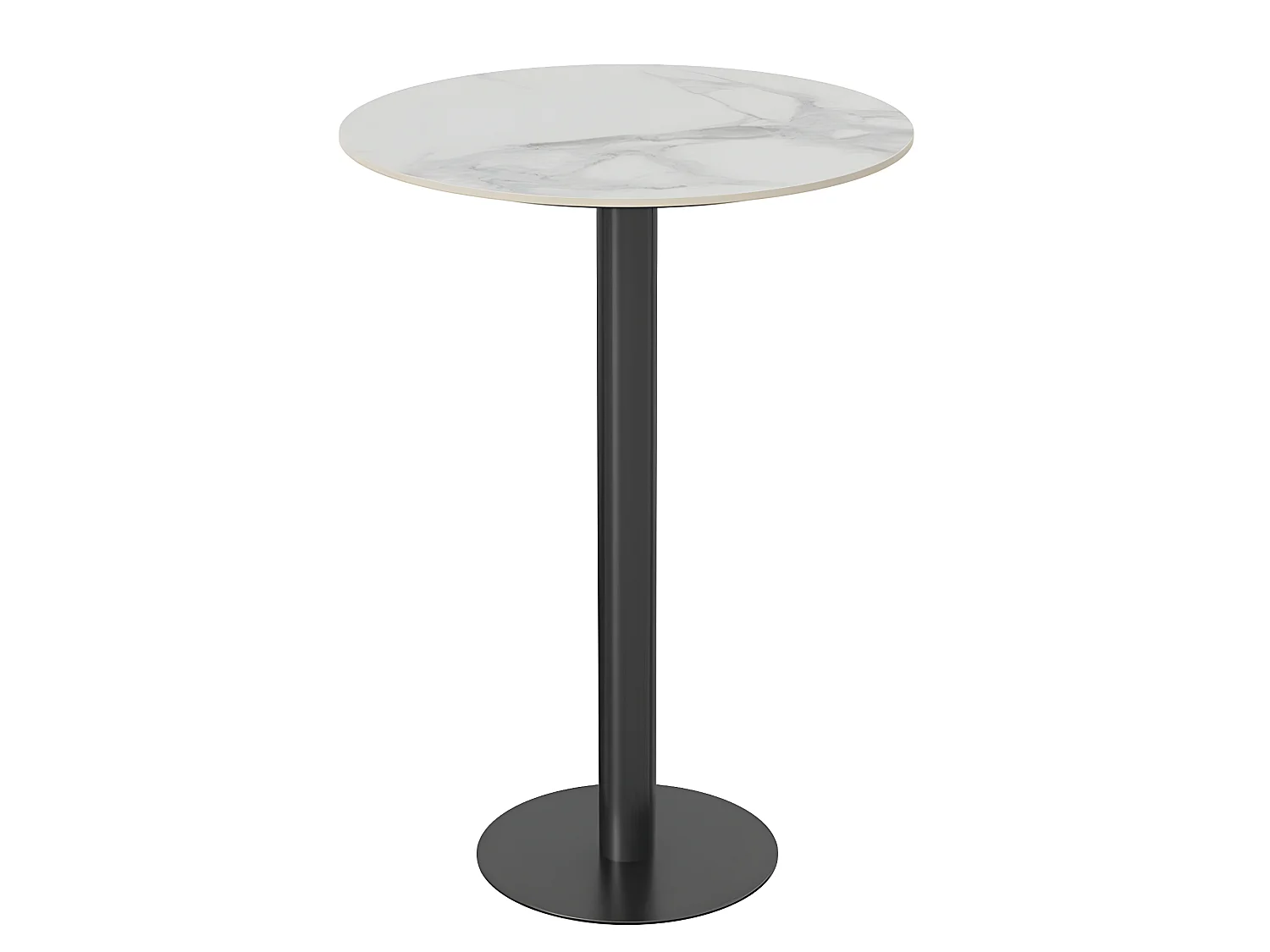 Table de Bar Design 70x70x100cm Noir Meuble de bar Table bistrot ronde Table à manger marbre