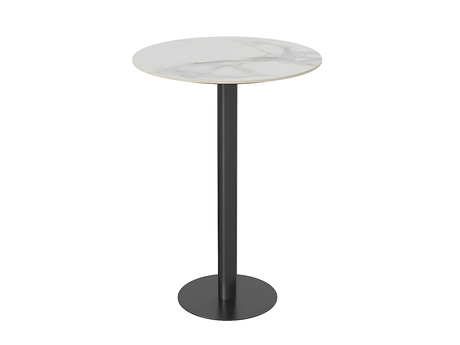 Table de Bar Design 70x70x100cm Noir Meuble de bar Table bistrot ronde Table à manger marbre