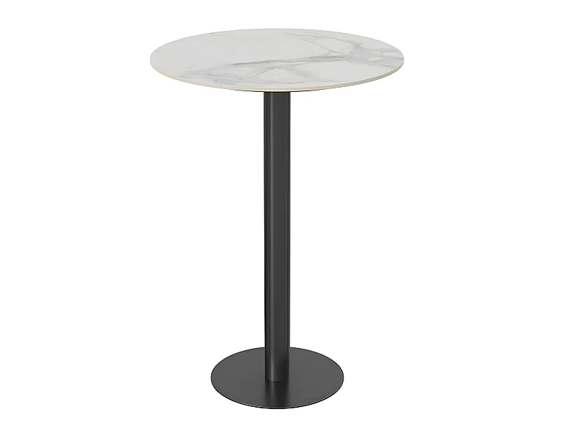 Table de Bar Design 70x70x100cm Noir Meuble de bar Table bistrot ronde Table à manger marbre