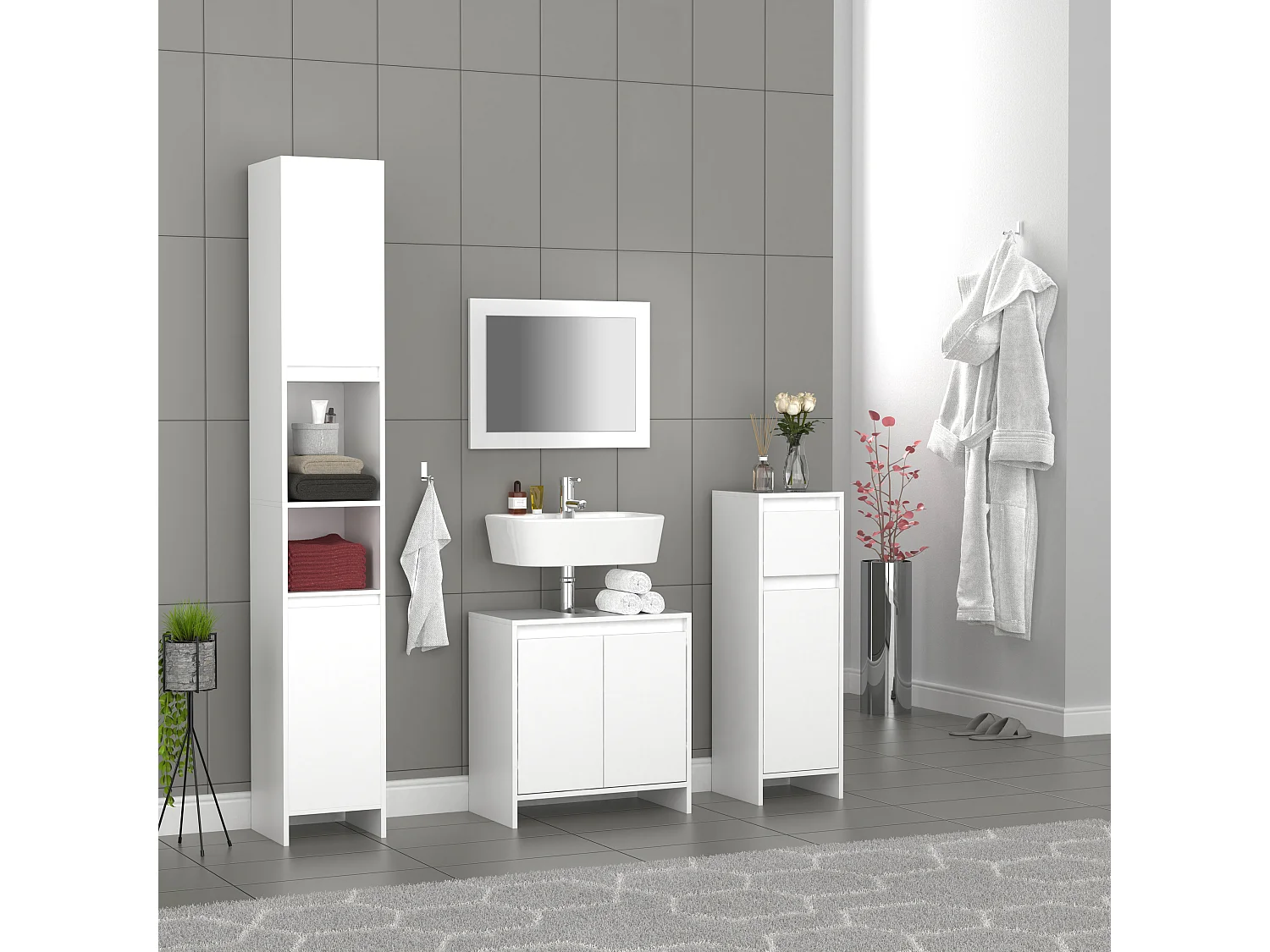 Badmöbel Midischrank Badschrank  Schublade Malira