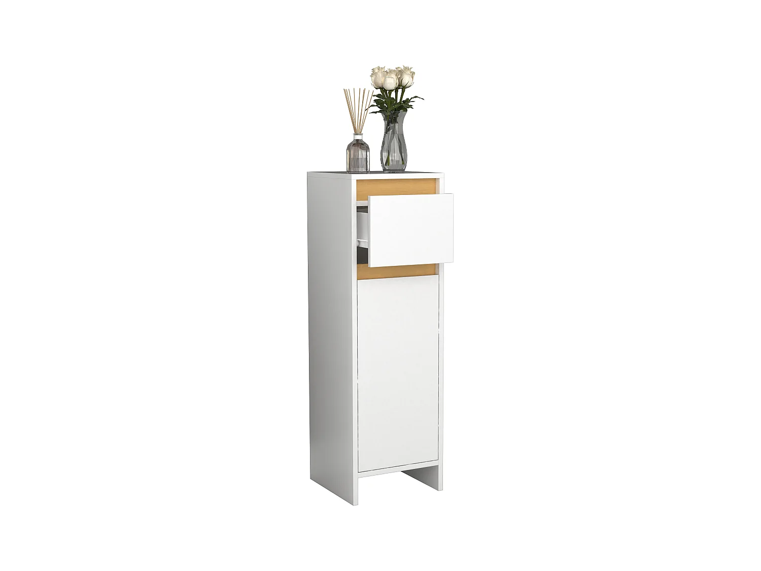 Bathroom furniture Midischrank Malira White / Honey oak H. 95 x W. 30 x D. 30 cm