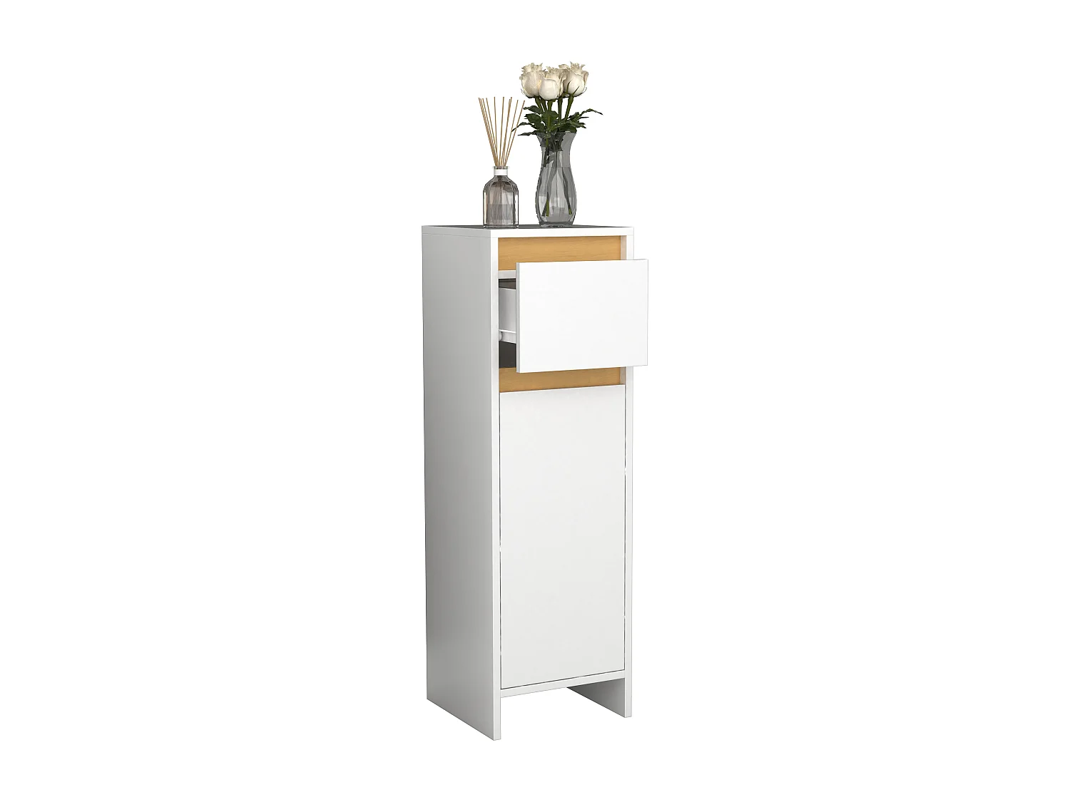 Bathroom furniture Midischrank Malira White / Honey oak H. 95 x W. 30 x D. 30 cm