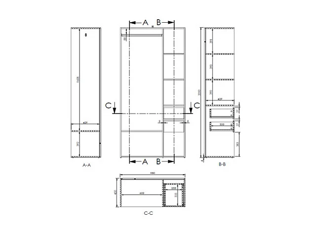 Garderob - L98 cm - Vit och naturell - TAMOKA