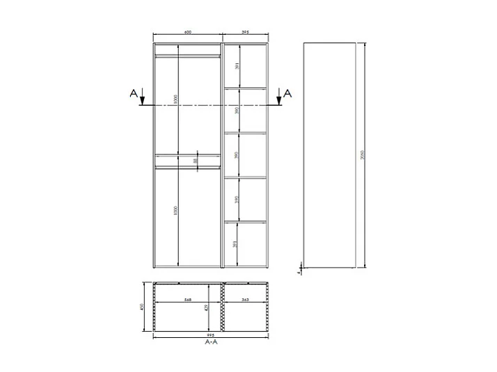 Dressing d'angle modulable - L84,5 cm - Blanc et naturel - TAMOKA