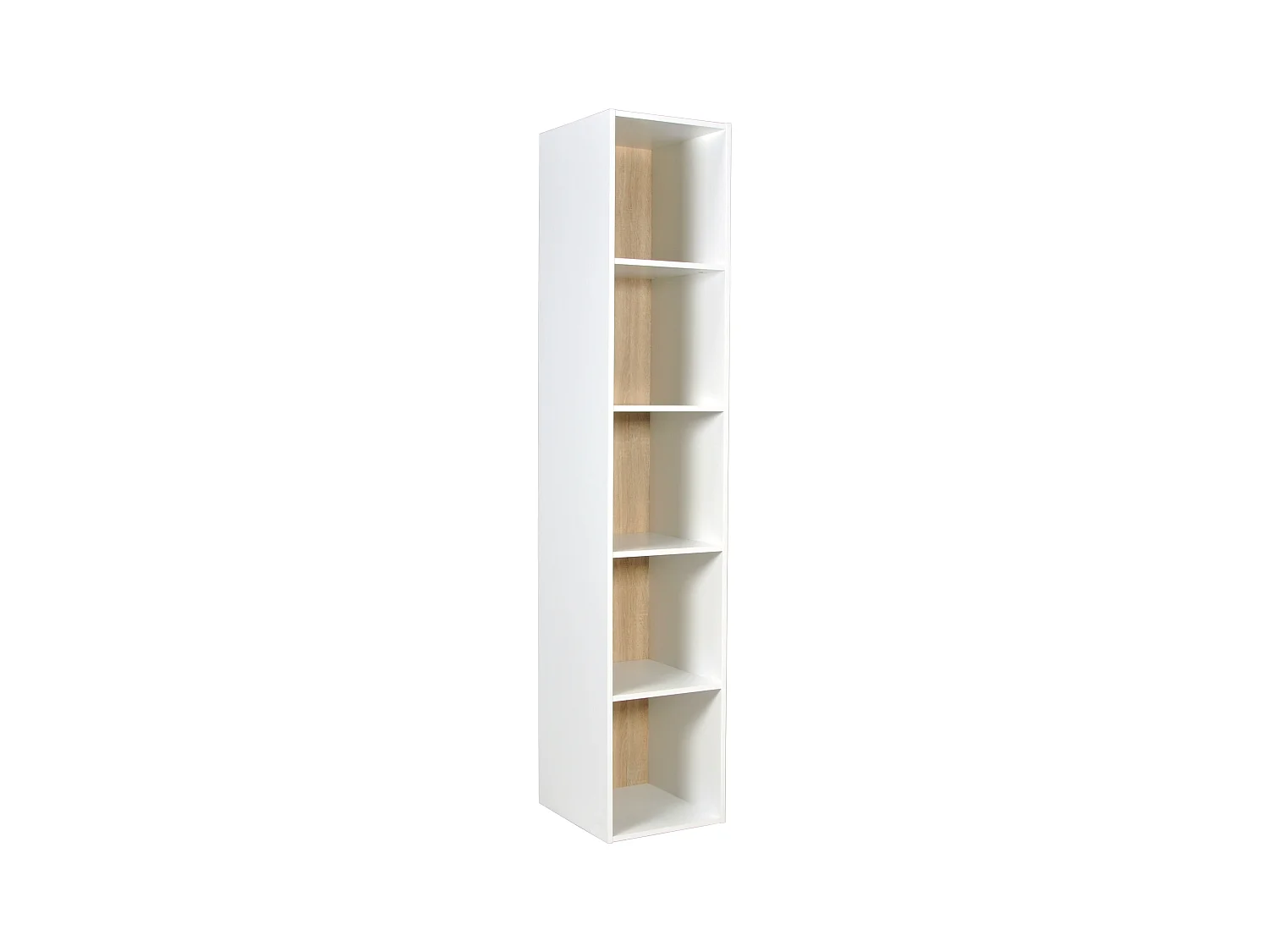 Modulaire open kledingkast in een hoek - L84,5 cm - Wit en houteffect - TAMOKA