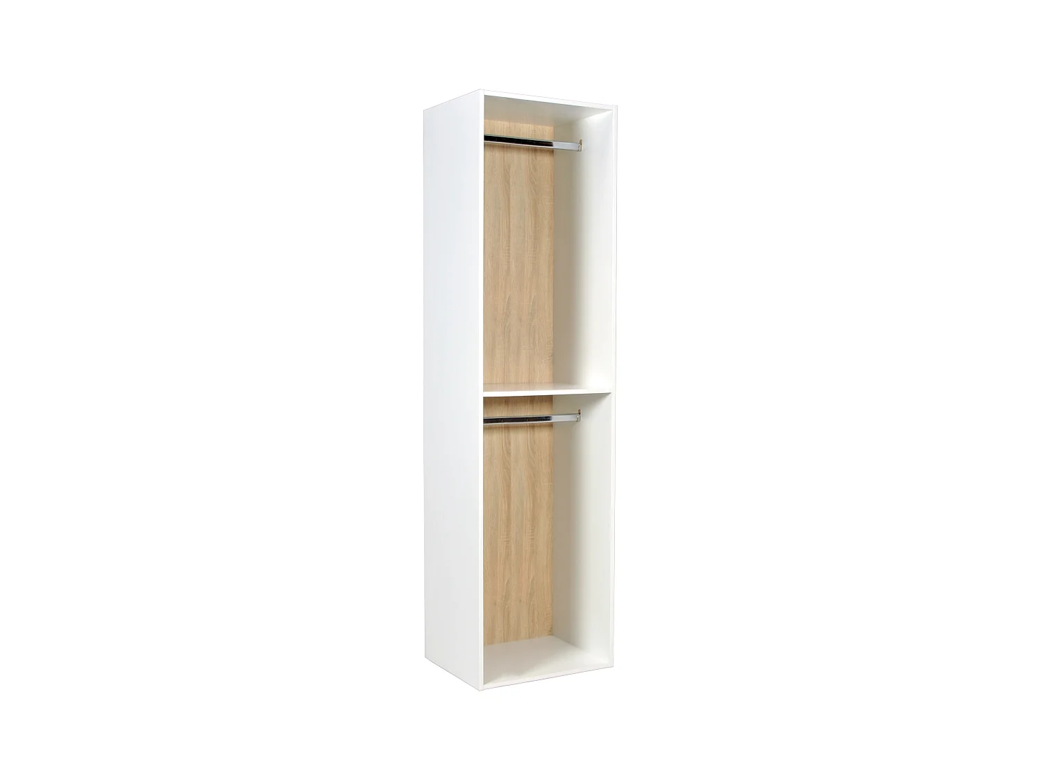 Modulaire open kledingkast in een hoek - L84,5 cm - Wit en houteffect - TAMOKA