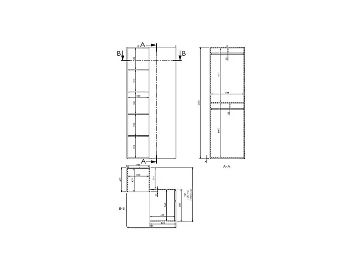 Modulaire open kledingkast in een hoek - L84,5 cm - Wit en houteffect - TAMOKA