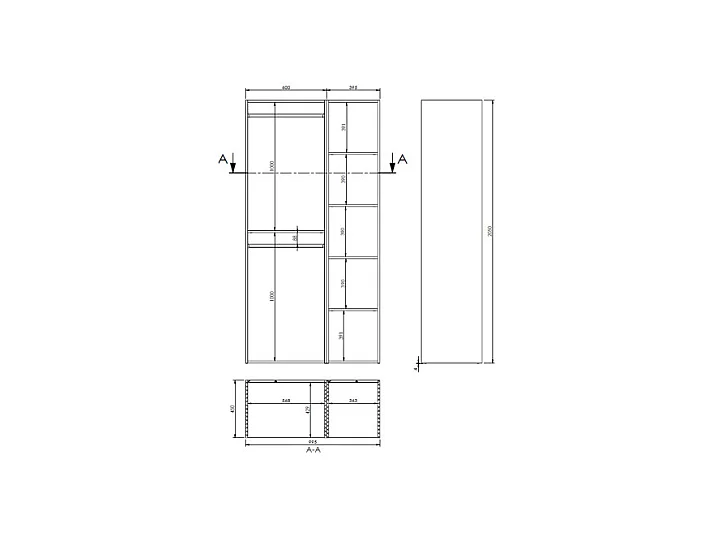 Modulaire open kledingkast in een hoek - L84,5 cm - Wit en houteffect - TAMOKA