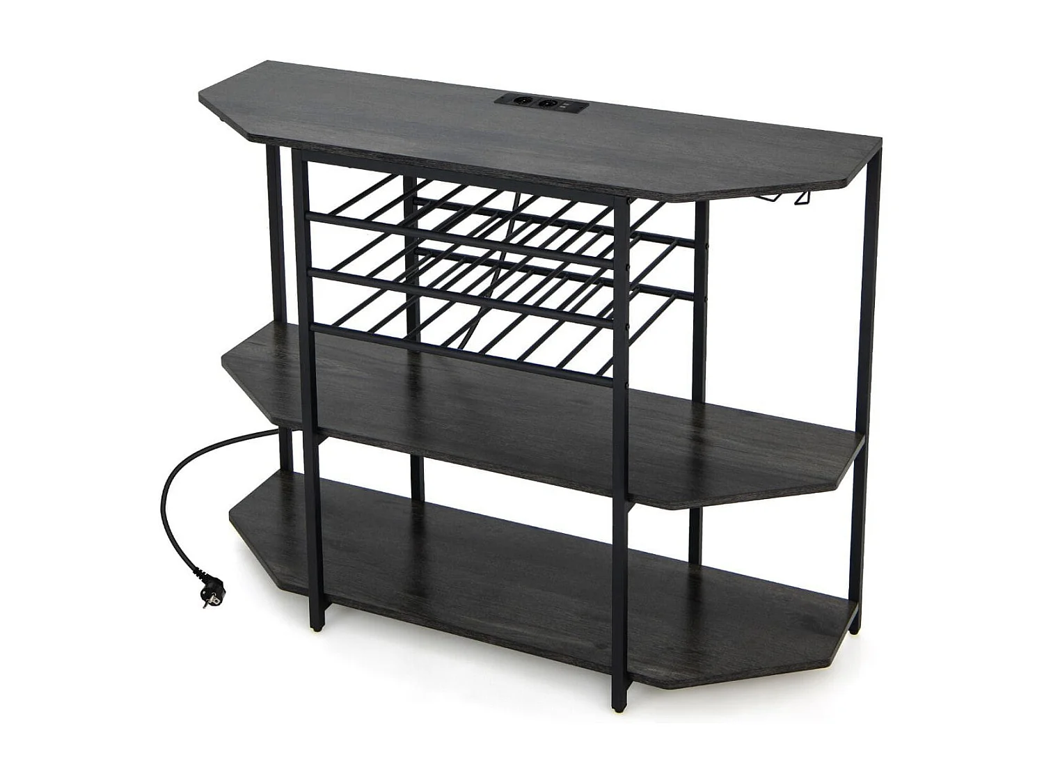 Mobiletto portabottiglie da vino a 3 livelli con ripiani di stoccaggio prolunghe elettriche, Portabottiglie da vino Grigio