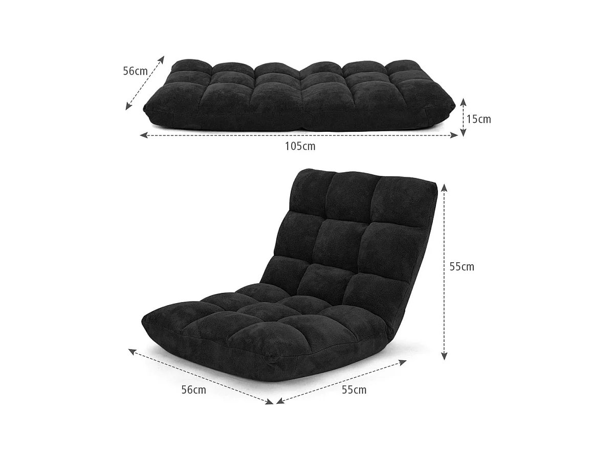 Bodenstuhl Faltbares Lazy Sofa Faul Tatami Bodenkissen Schwarz/Grau/Kaffeebraun-Schwarz