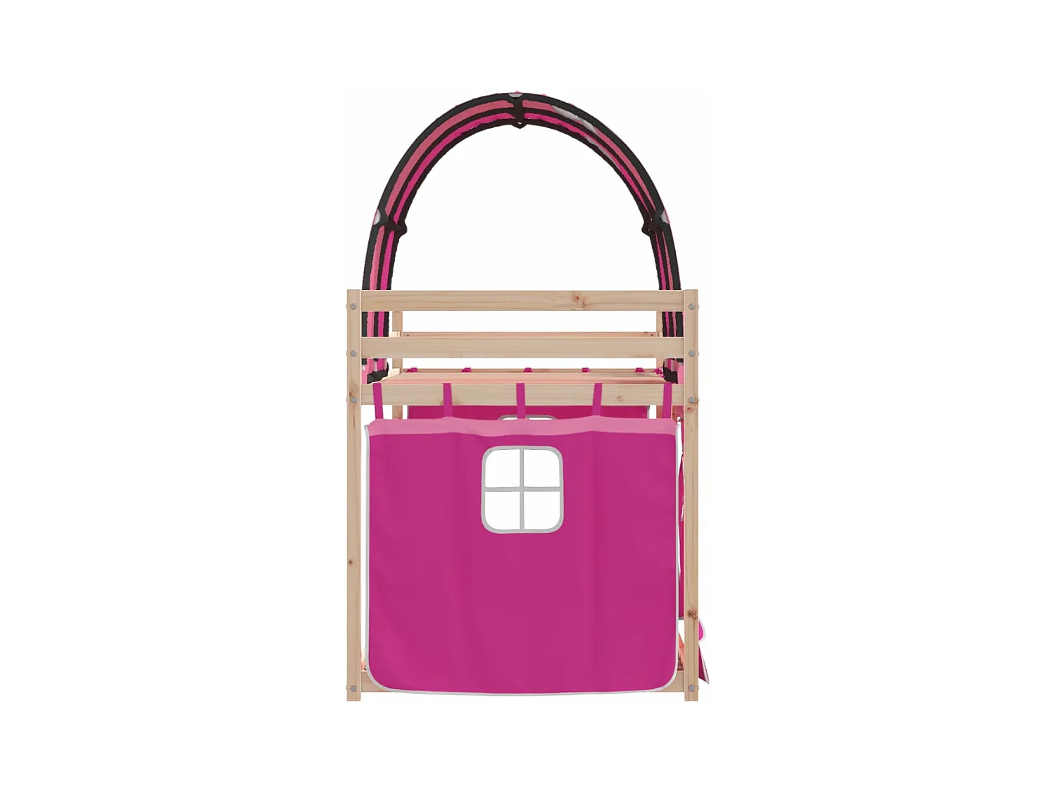 Lit superposé avec rideaux rose 80x200 cm bois pin massif