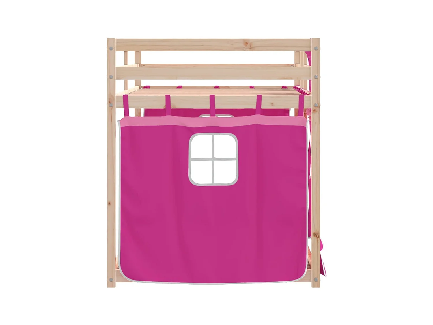 Lit superposé avec rideaux rose 90x200 cm bois pin massif