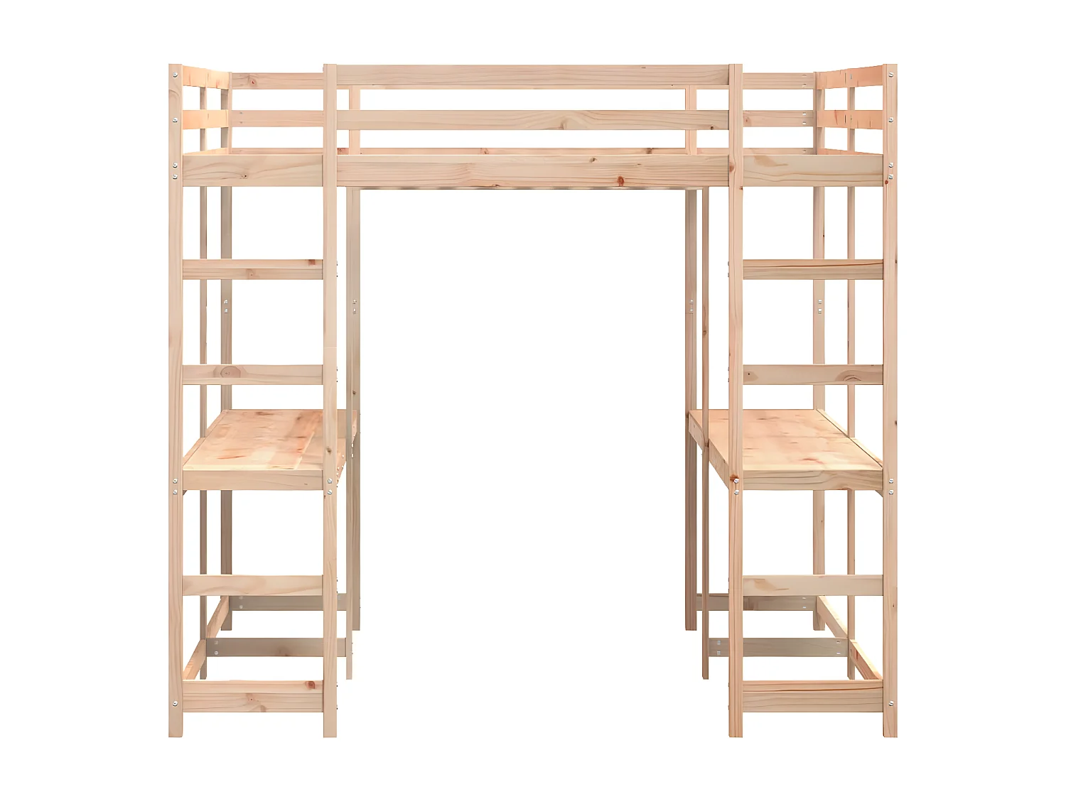 Lit superposé et bureau et échelle 140x200cm bois de pin massif