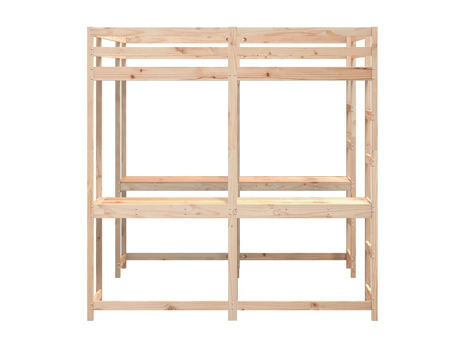 Lit superposé et bureau et échelle 140x200cm bois de pin massif