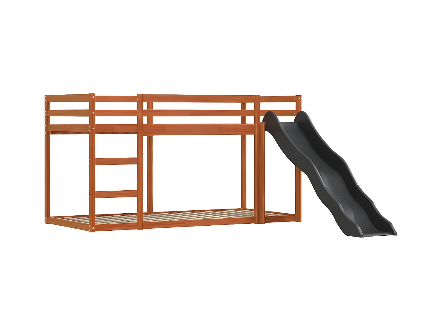 Lit superposé avec toboggan et rideaux bleu 90x200 cm