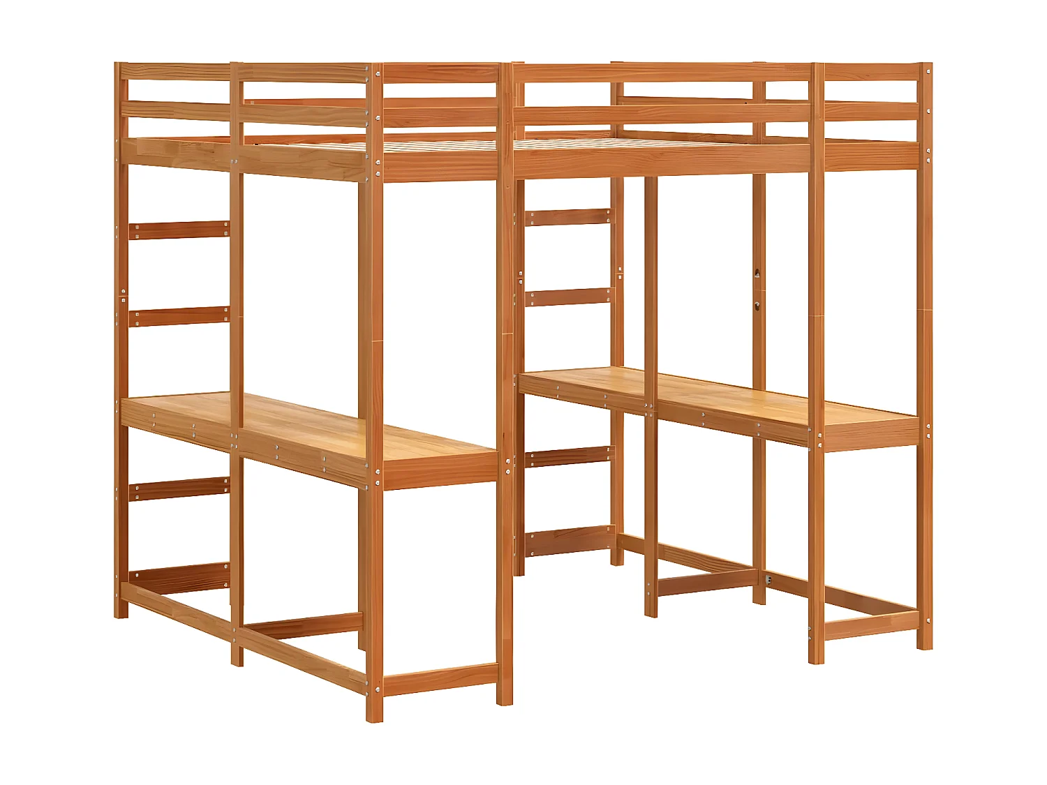 Lit superposé et bureau et échelle 180x200cm bois de pin massif