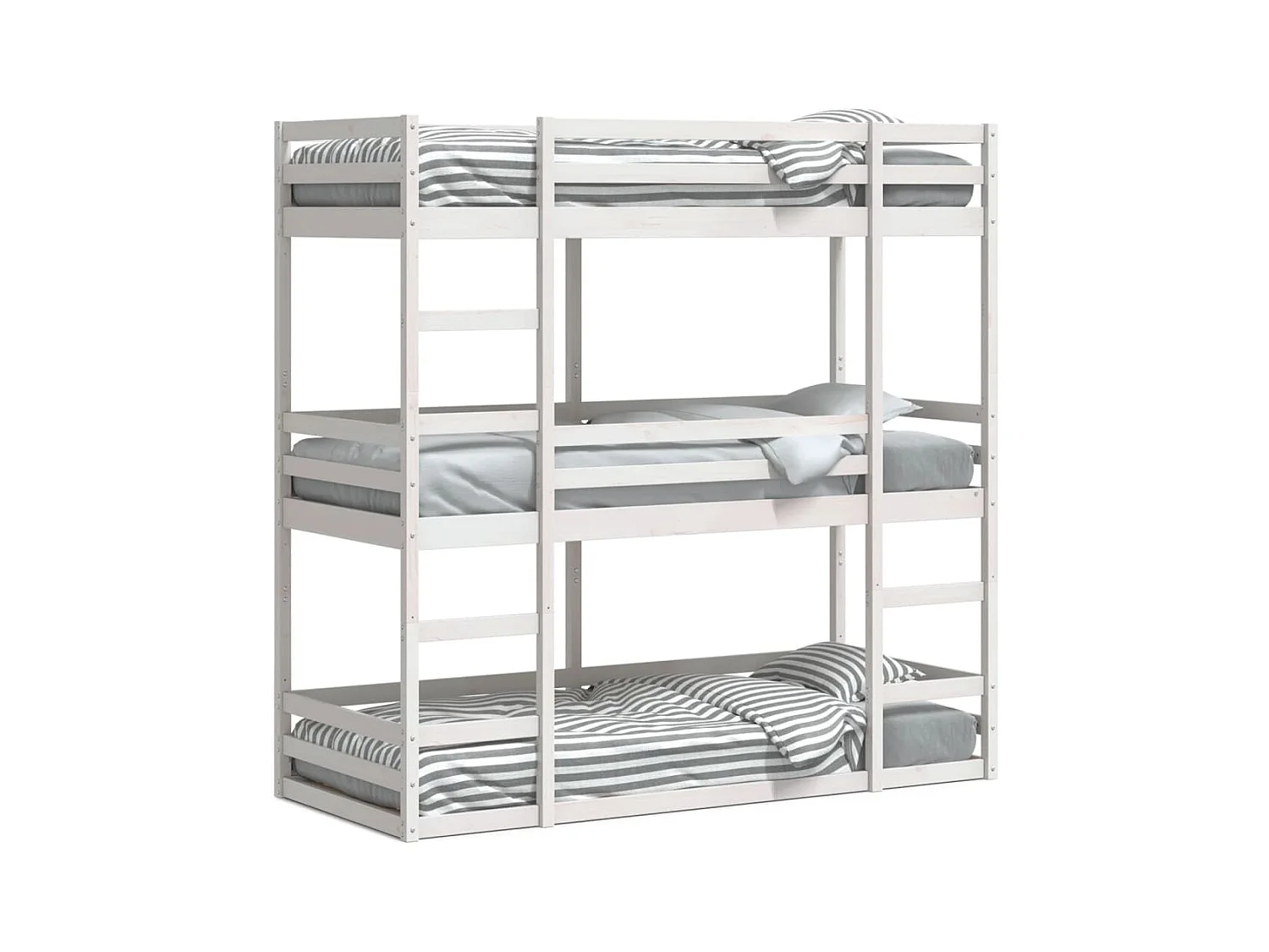 Lit superposé triple blanc 75x190 cm bois de pin massif