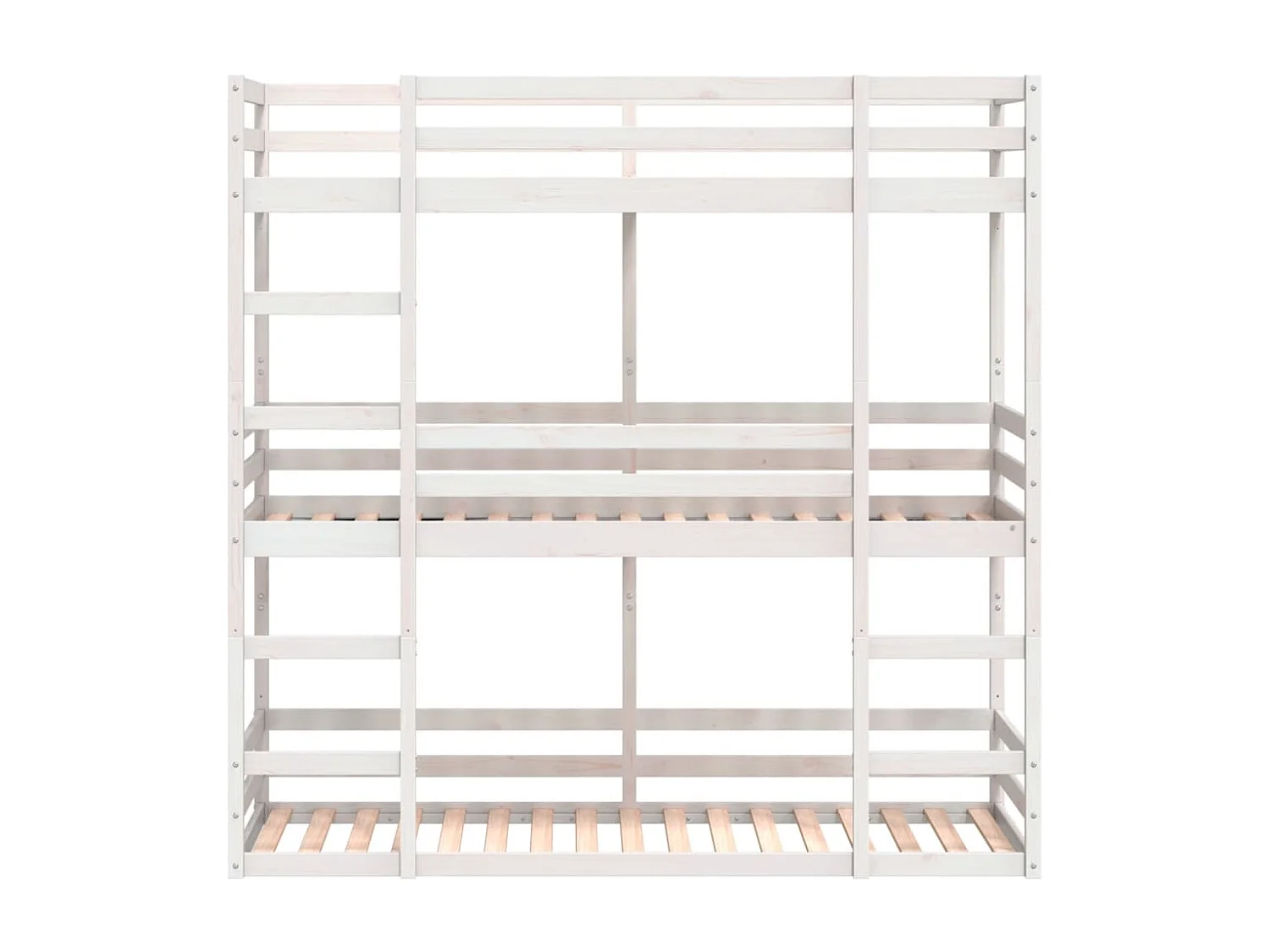 Lit superposé triple blanc 75x190 cm bois de pin massif