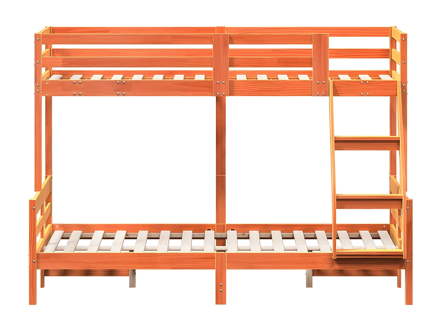 Lit superposé 90x200/120x200 cm cire marron bois de pin massif