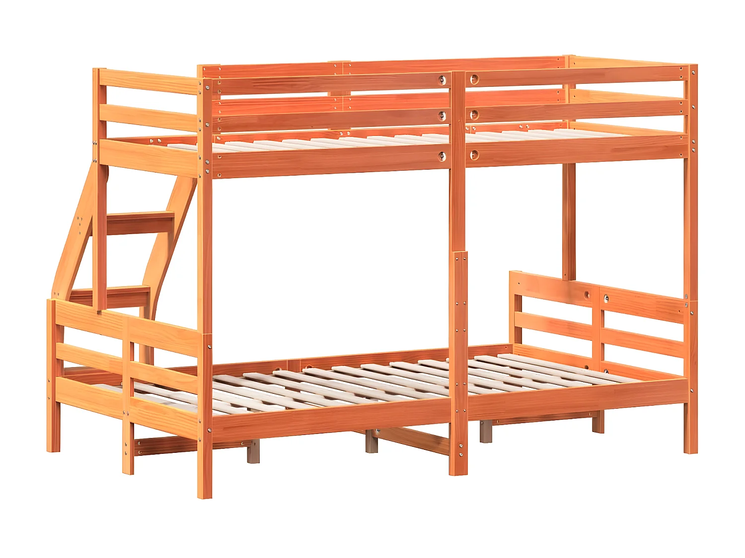 Lit superposé 90x200/120x200 cm cire marron bois de pin massif