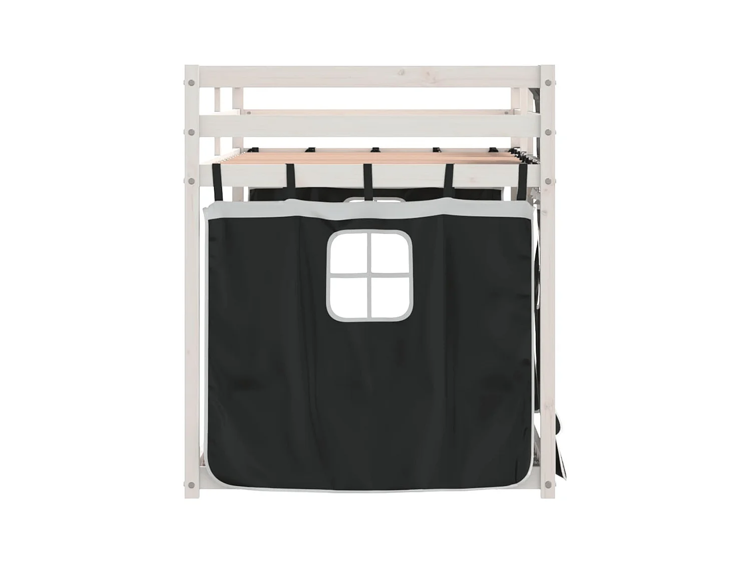 Beliche com cortinas 90x200 cm pinho maciço branco e preto