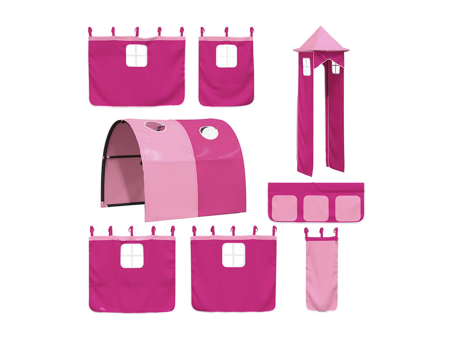 Beliche com escorrega e cortinas 90x190 cm rosa