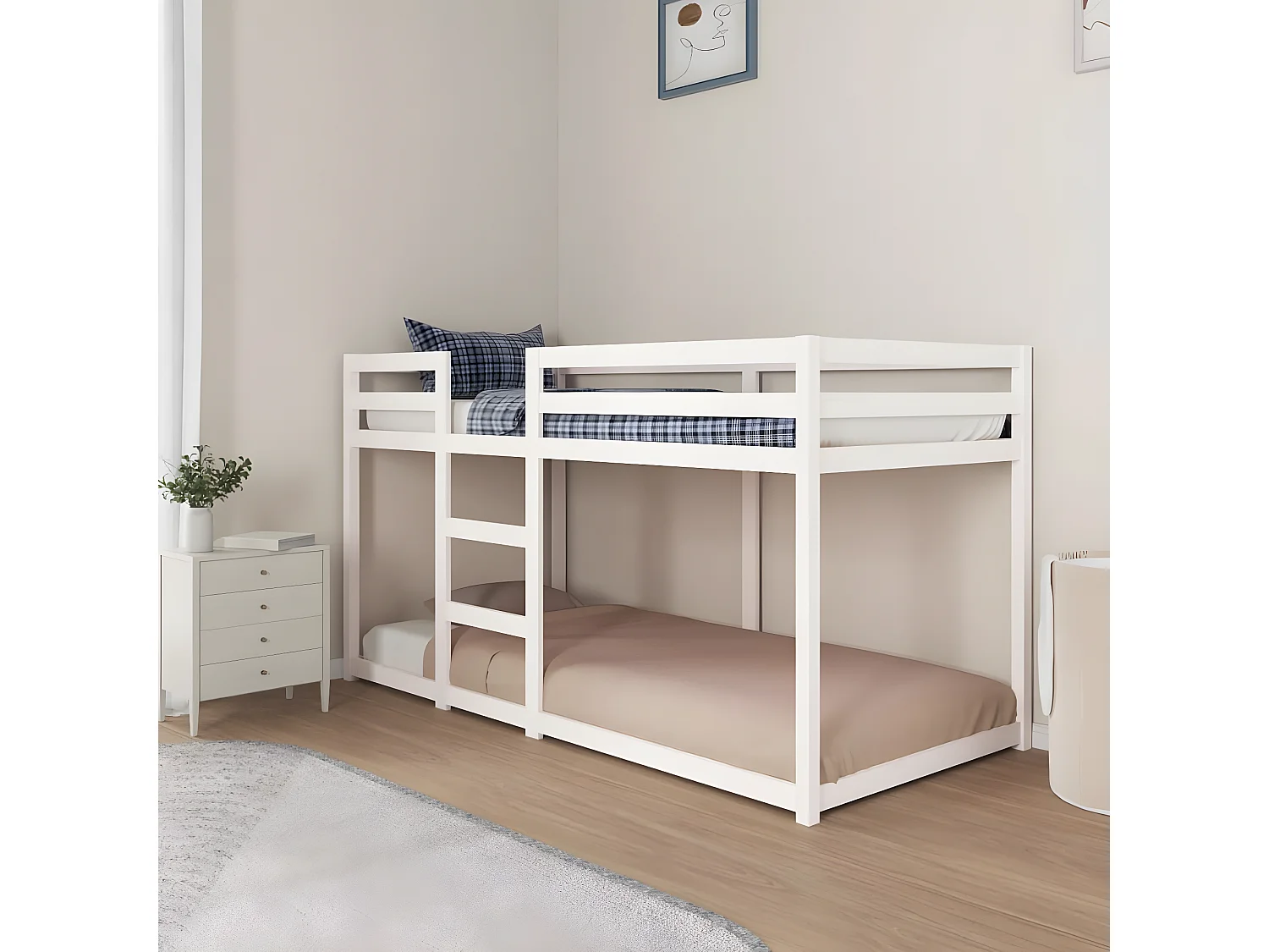 Lit superposé Blanc 90x200 cm Bois de pin massif