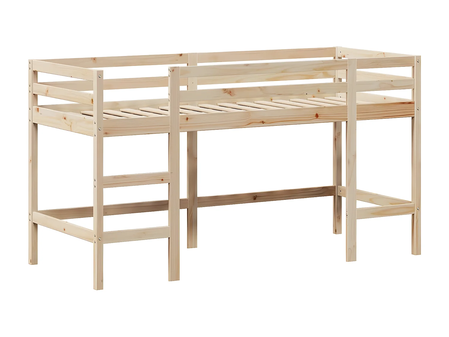 Lit superposé et échelle et toit 90x200 cm bois de pin massif