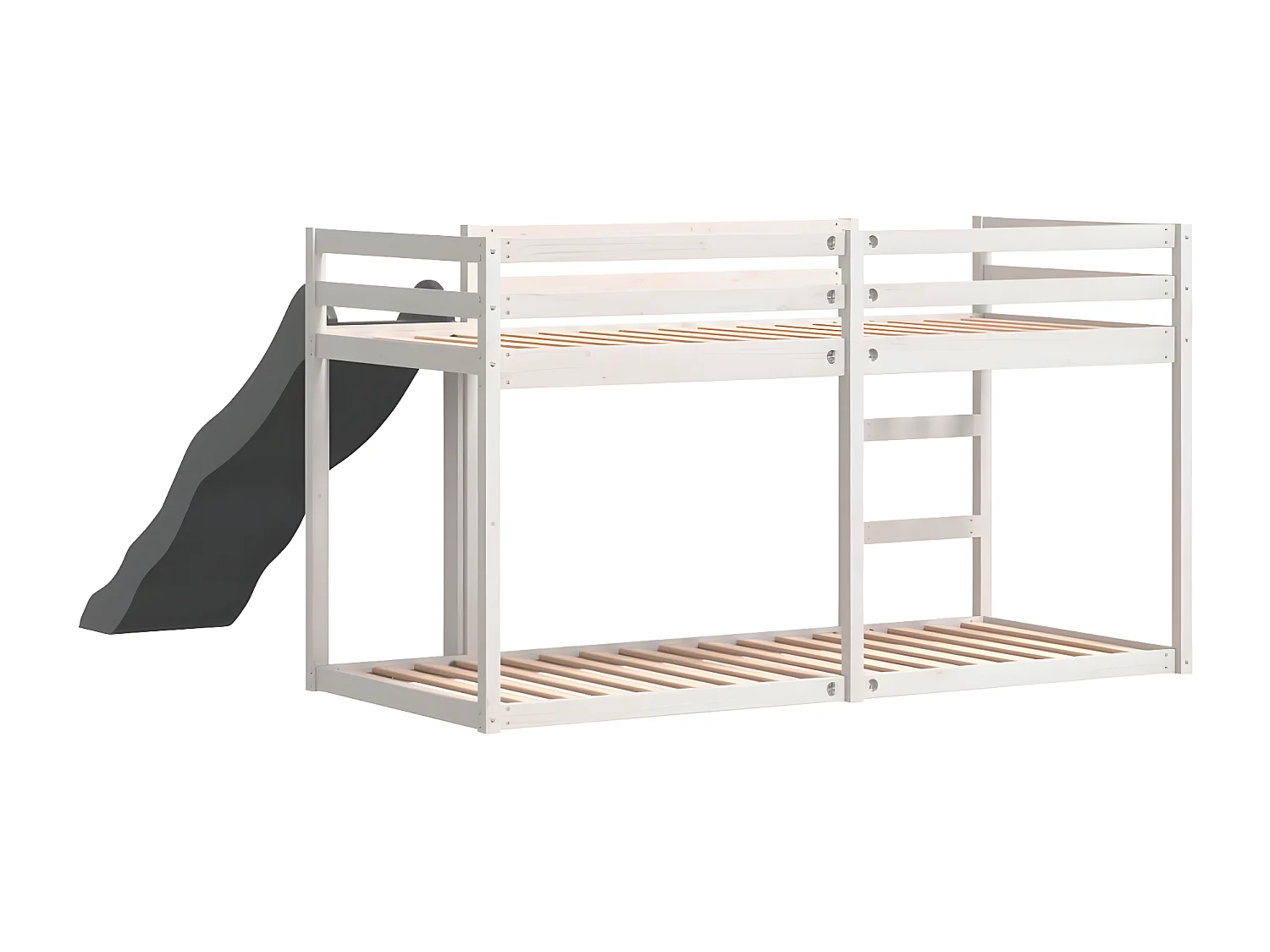 Beliche c/ escorrega e escada 90x190 cm pinho maciço branco