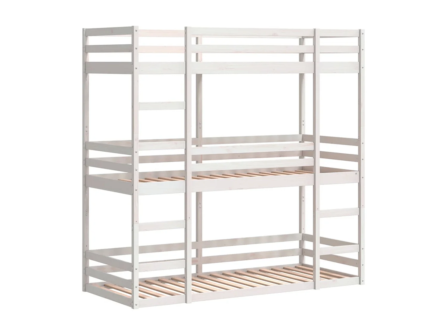 Lit superposé triple blanc 90x200 cm bois de pin massif