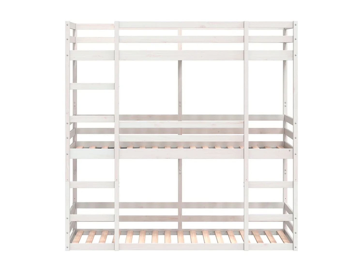Lit superposé triple blanc 90x200 cm bois de pin massif