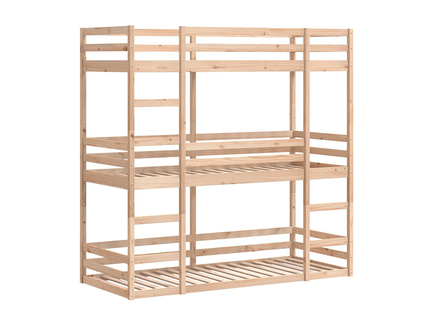 Litera triple de madera maciza de pino 75x190 cm