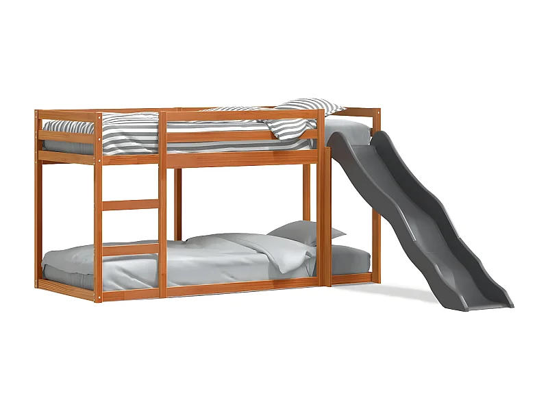 Lit superposé avec toboggan/échelle 90x200 cm bois pin massif