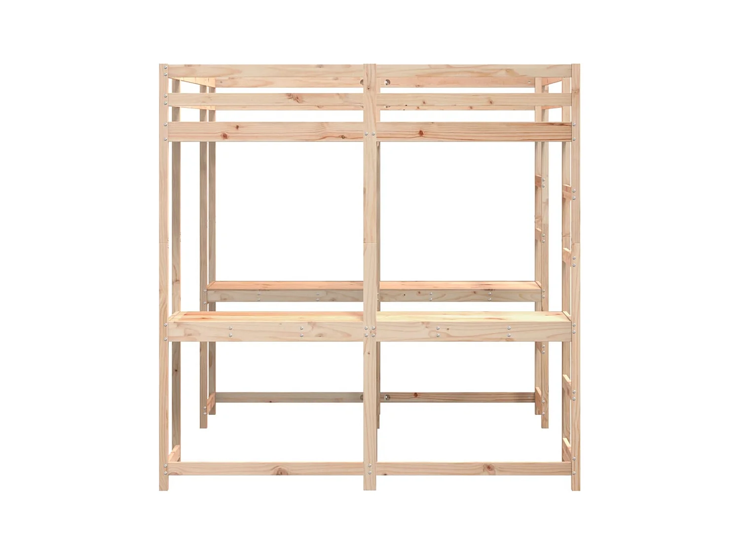 Lit superposé et bureau et échelle 180x200cm bois de pin massif