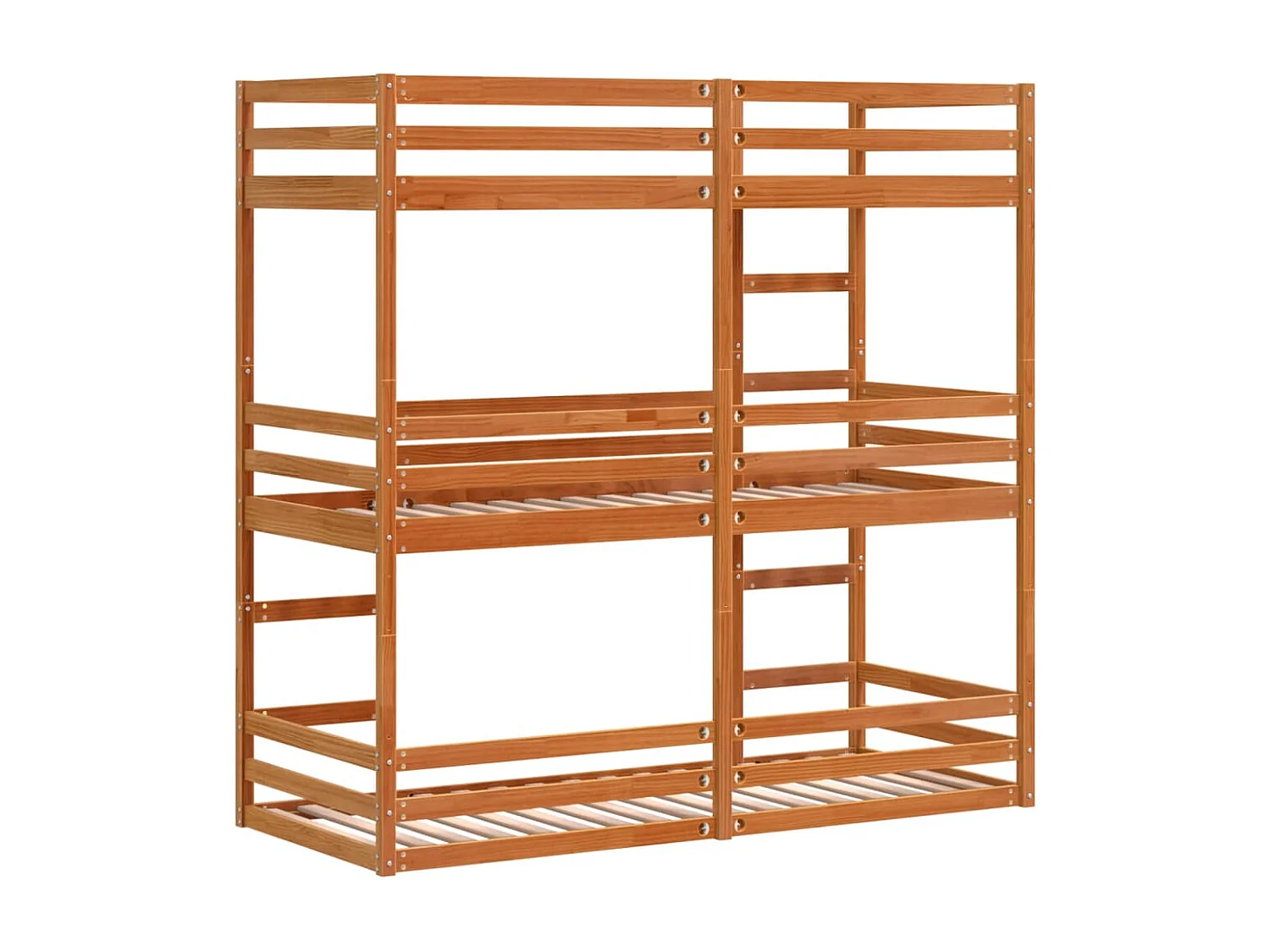Lit superposé triple marron cire 90x200 cm bois de pin massif