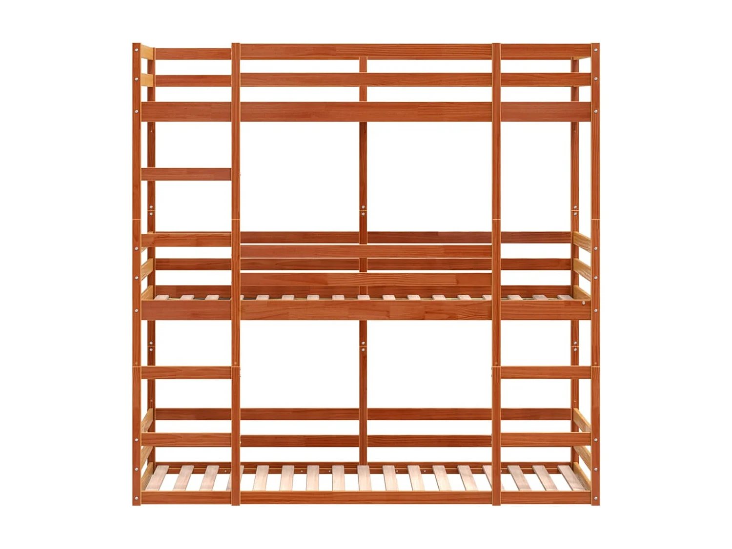 Lit superposé triple marron cire 90x200 cm bois de pin massif