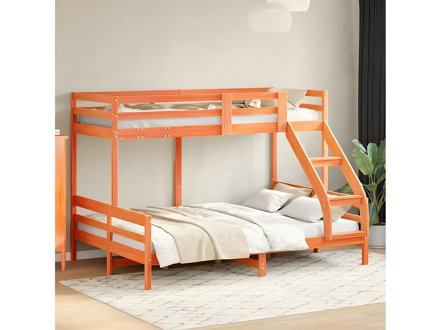 Beliche 90x200/140x200 cm madeira de pinho maciça castanho-mel