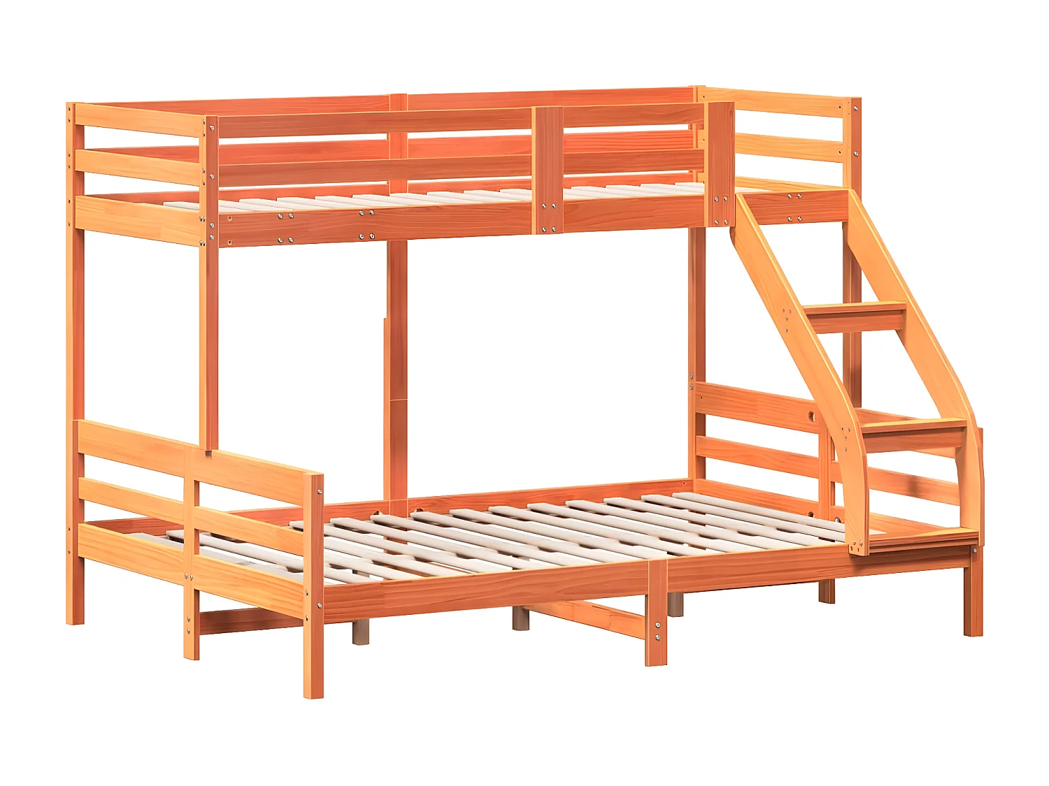 Lit superposé 90x200/140x200 cm cire marron bois de pin massif