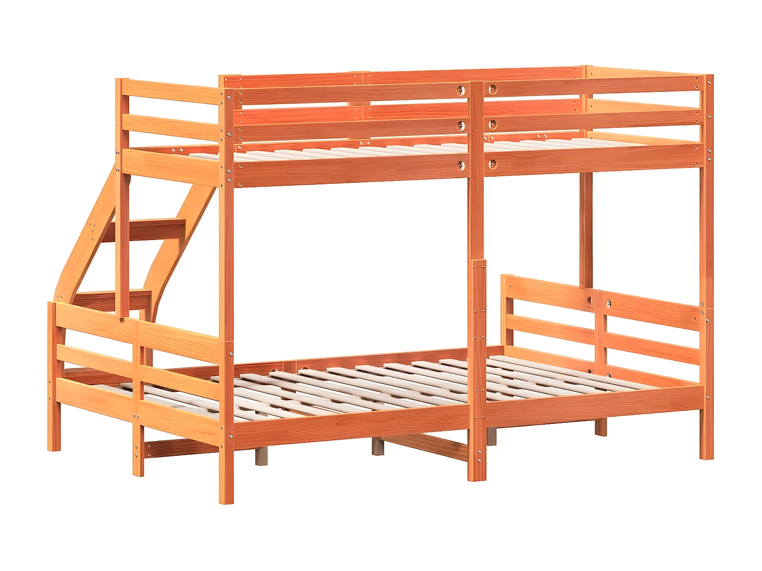 Lit superposé 90x200/140x200 cm cire marron bois de pin massif