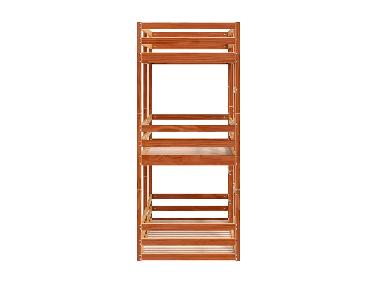 Litera triple de madera maciza de pino marrón cera 90x190 cm