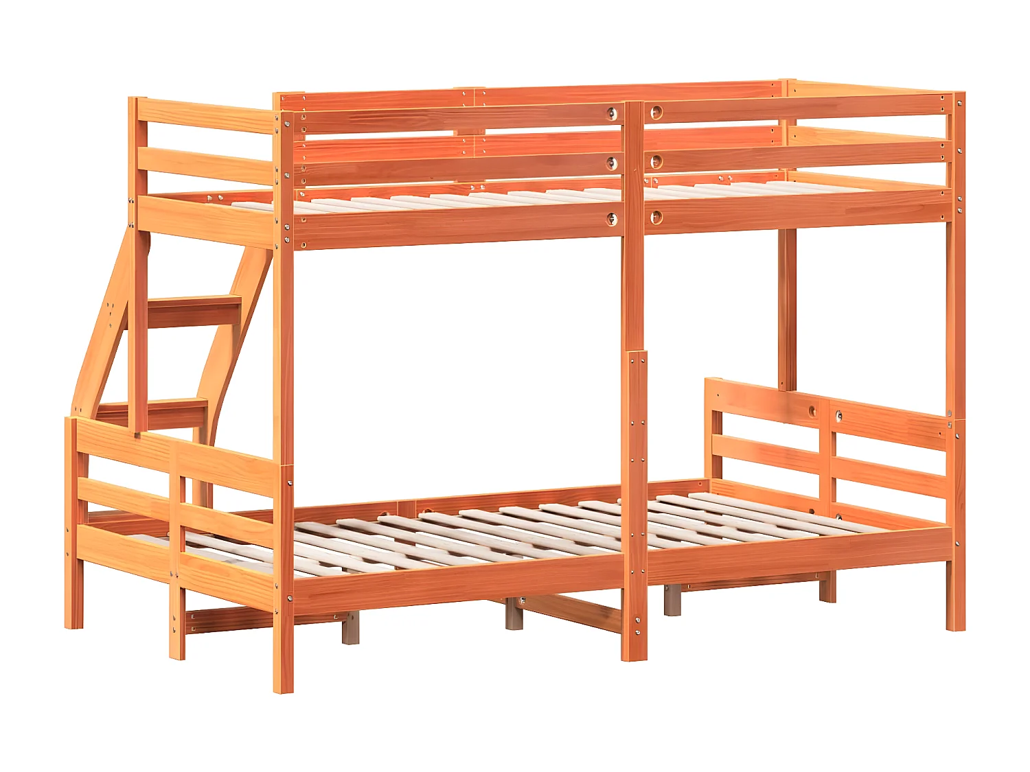 Litera de madera maciza de pino marrón cera 80x200/120x200 cm