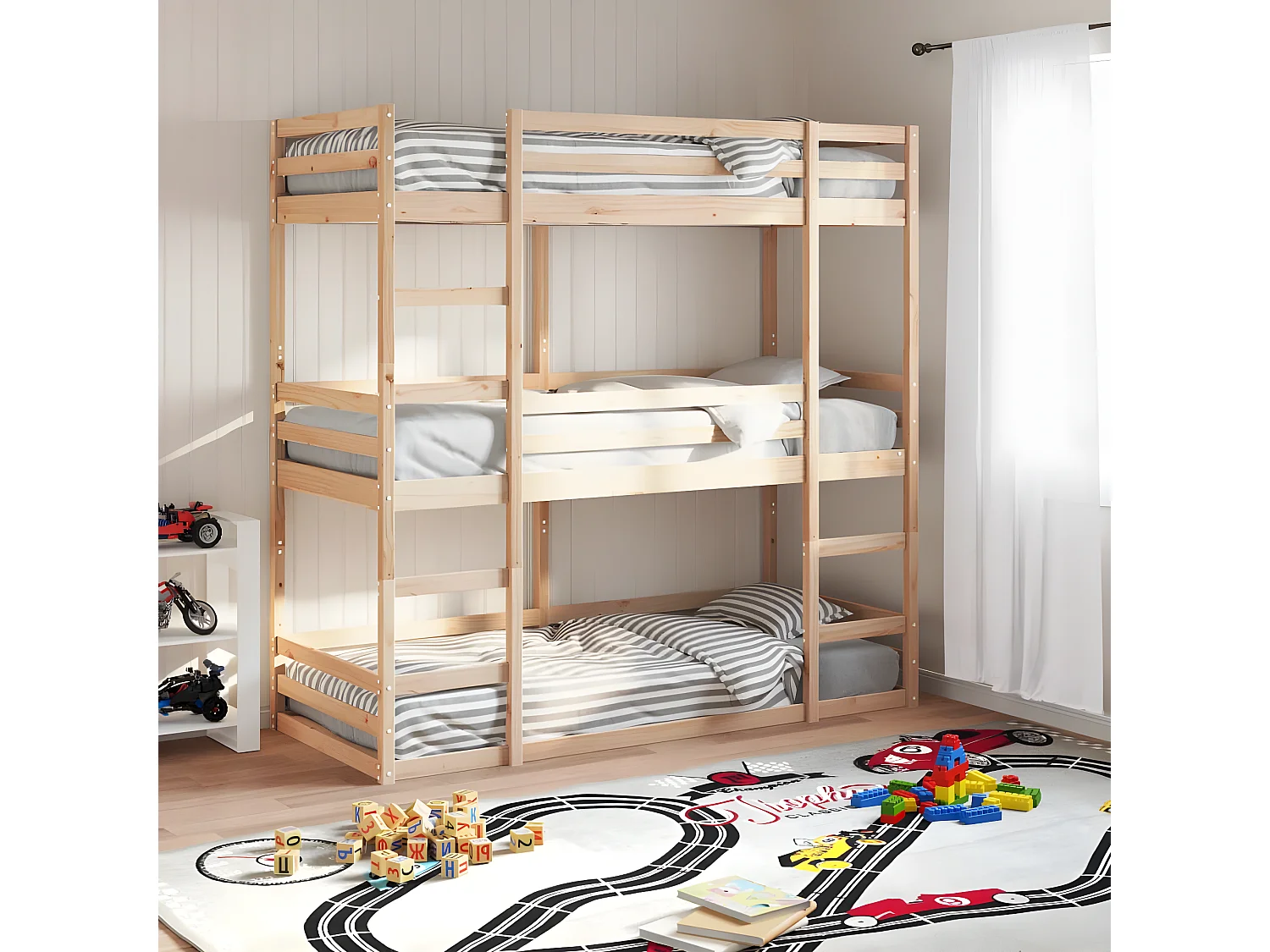 Beliche triplo 80x200 cm madeira de pinho maciça