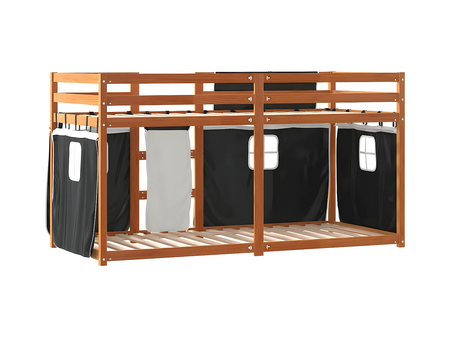 Beliche com cortinas 75x190 cm pinho maciço branco e preto