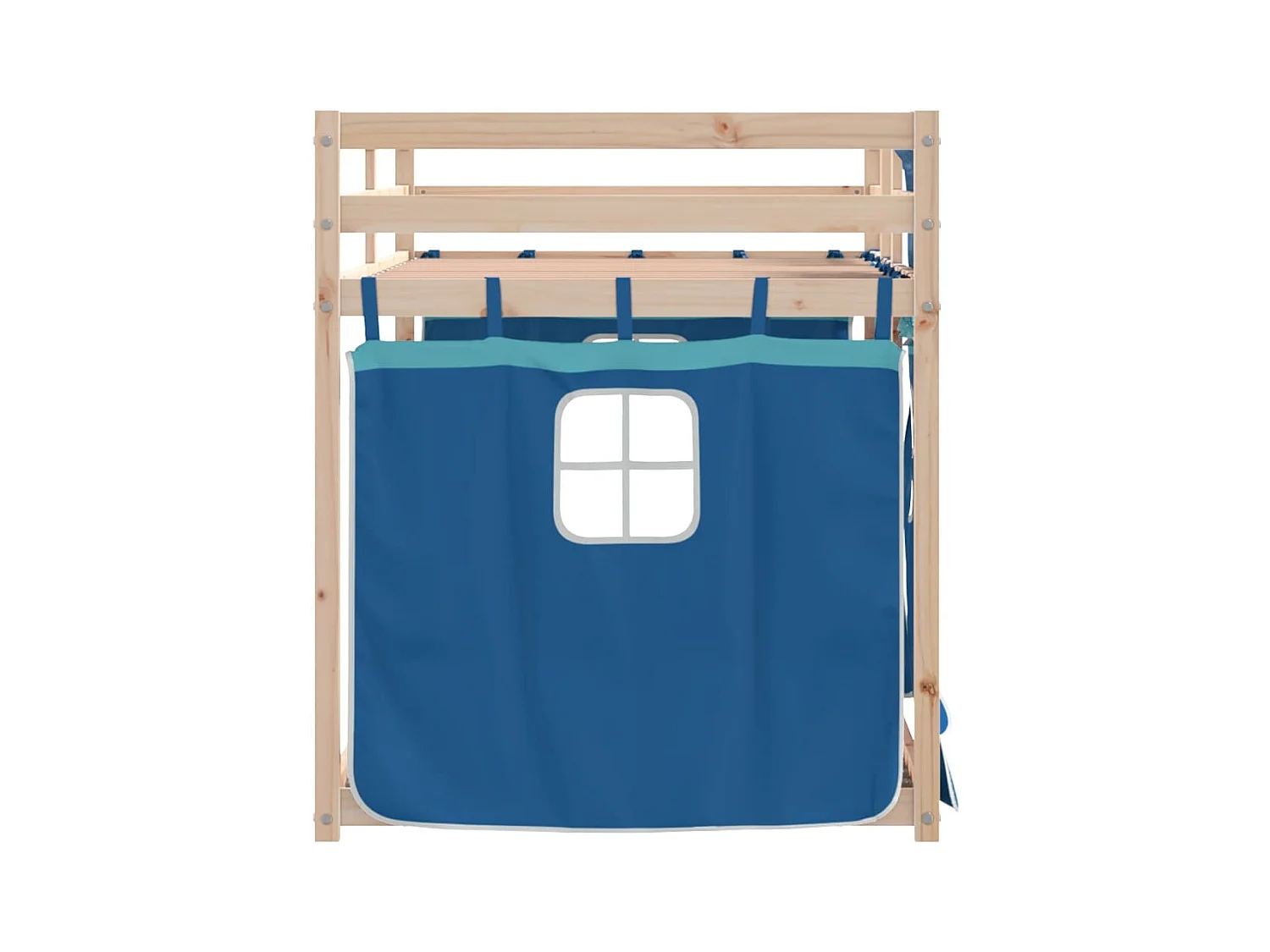 Lit superposé avec rideaux bleu 90x190 cm bois pin massif