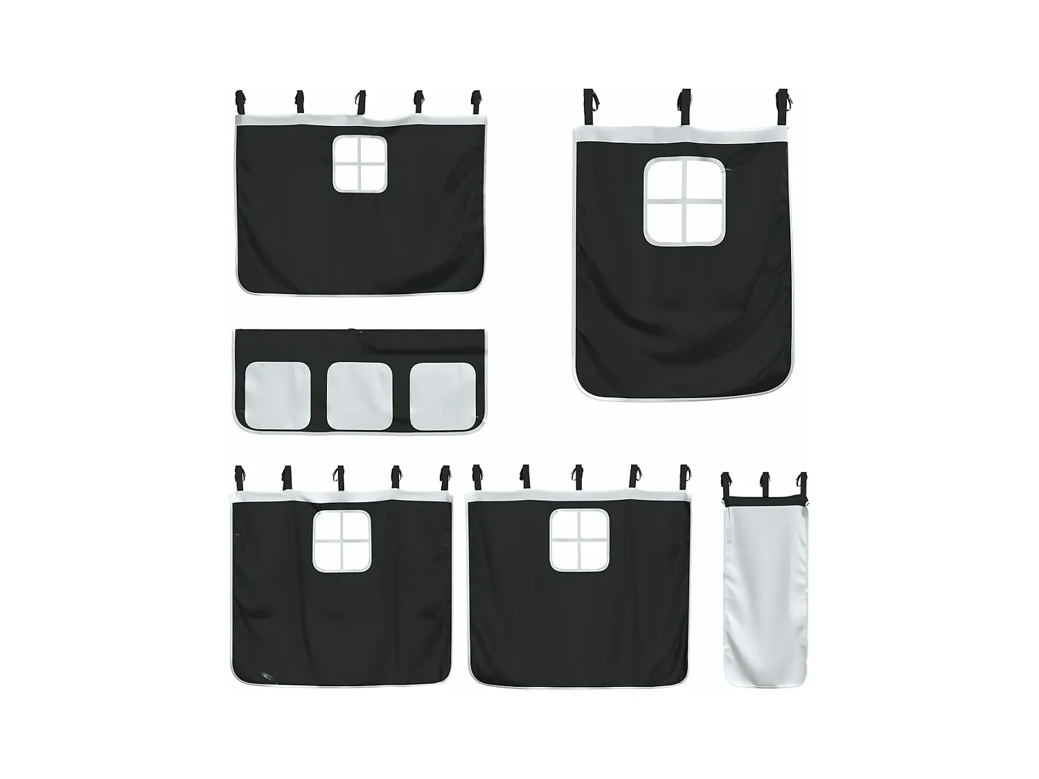 Beliche com escorrega e cortinas 90x190 cm branco e preto