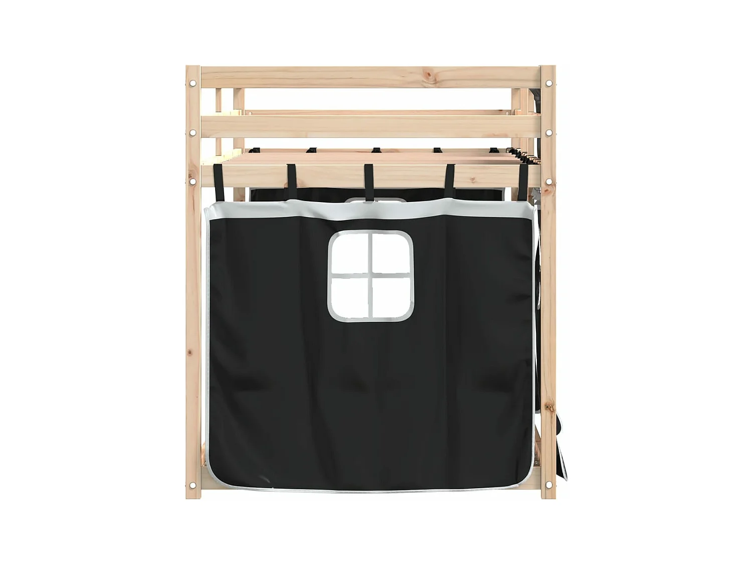 Beliche com cortinas 90x190 cm pinho maciço branco e preto