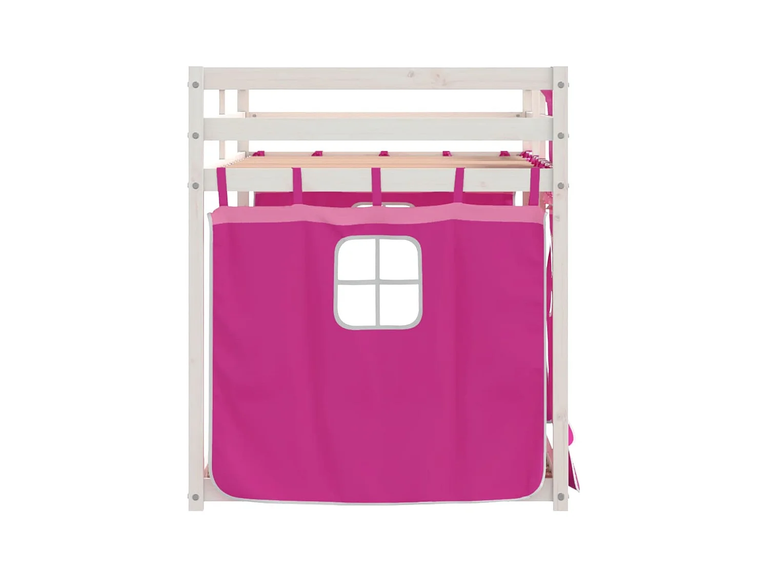 Lit superposé avec rideaux rose 80x200 cm bois pin massif