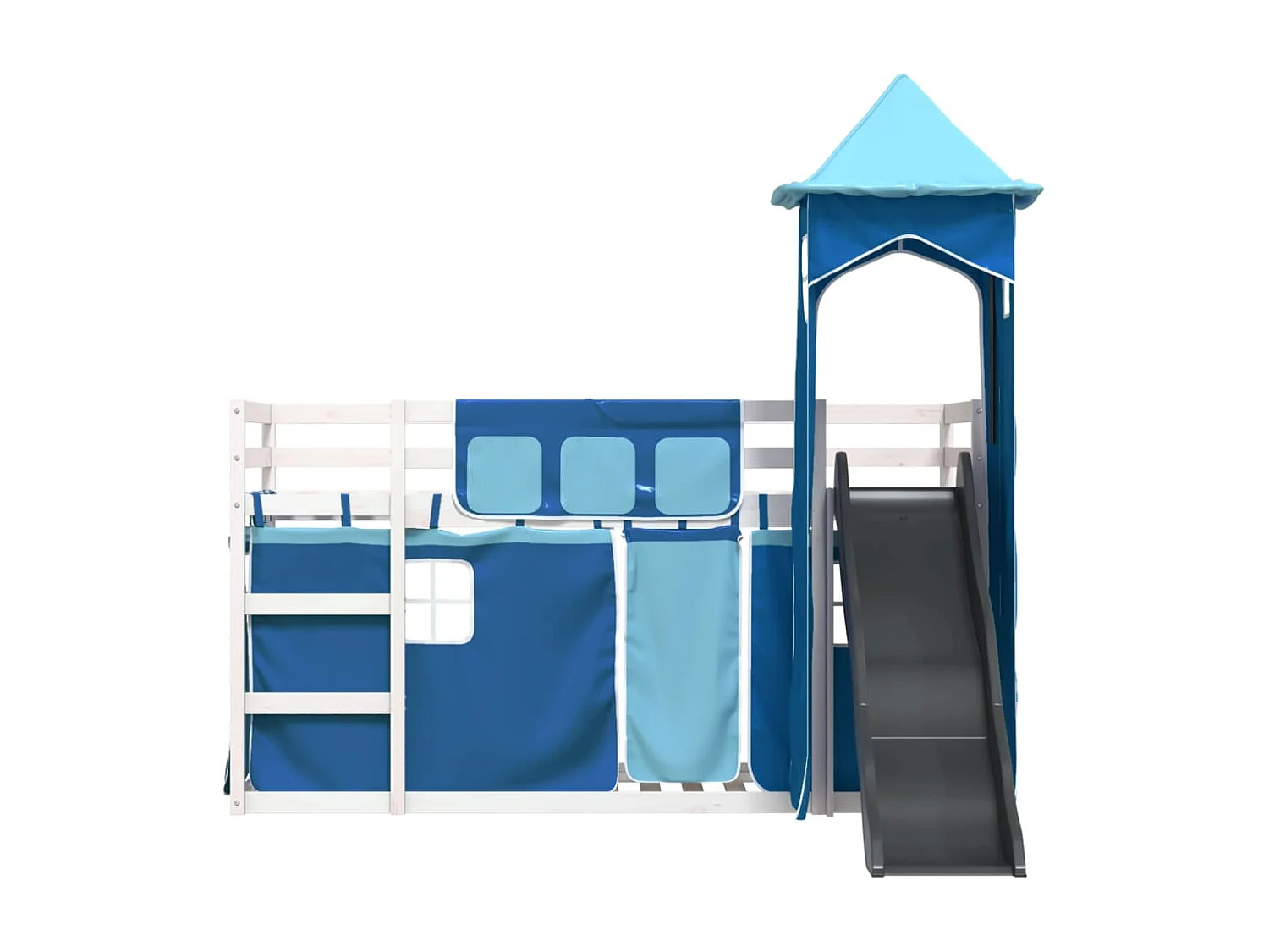 Beliche com escorrega e cortinas 90x200 cm azul