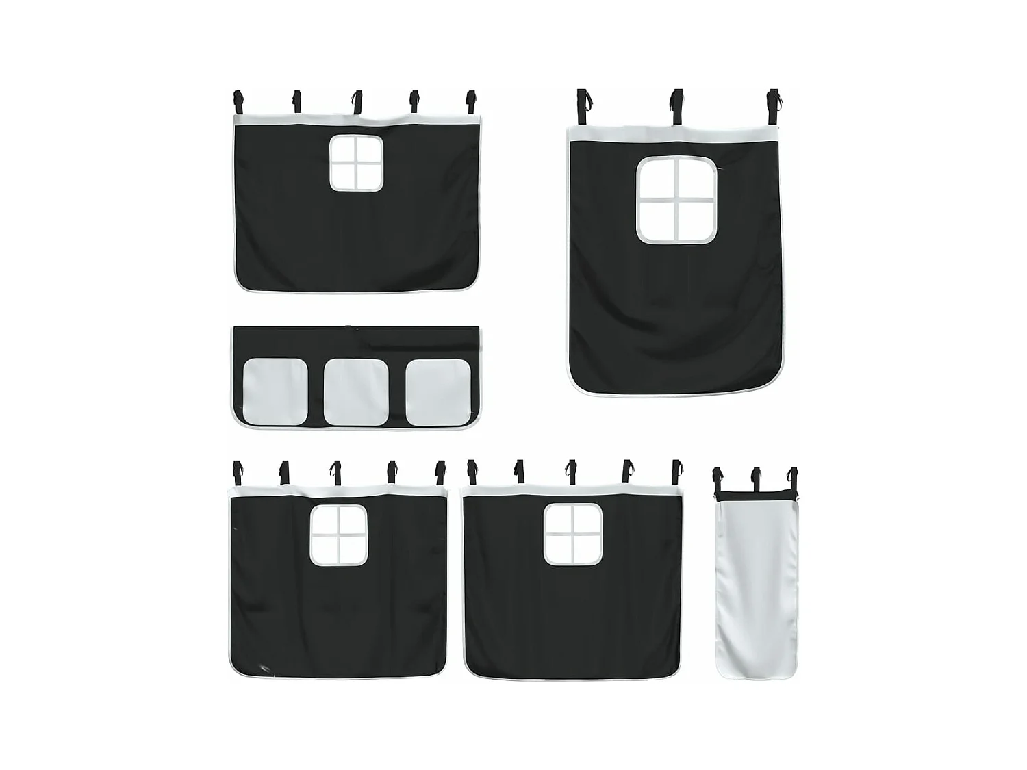 Beliche com escorrega e cortinas 90x200 cm branco e preto